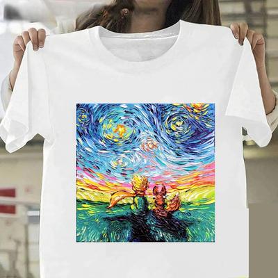 Ван Гог Маленький принц Искусство масляной живописи Модные женские футболки Одежда в стиле Харадзюку Летние футболки с коротким рукавом Повседневные топы с круглым вырезом