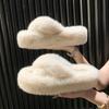 Woman Furry Ladies Faux Fur Luxury Fluffy Plush Slipper House Soft Fuzzy Girl Platform Indoor Flat Casual Sabot Round Toe Winter