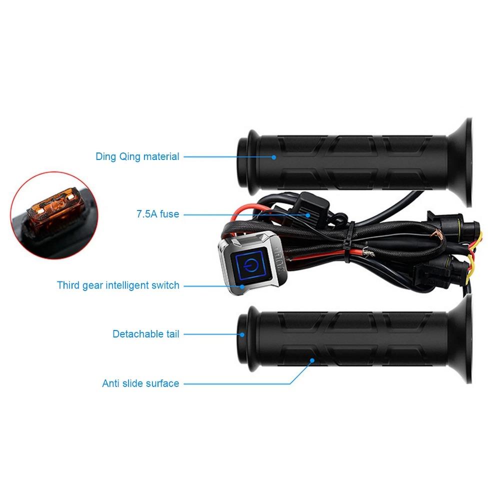 12V Motorcycle Heated Handle for ATV Intelligent Three-speed  Heating Handgrips Scooter Grip Heater Bar Warmer Scooter Tuning