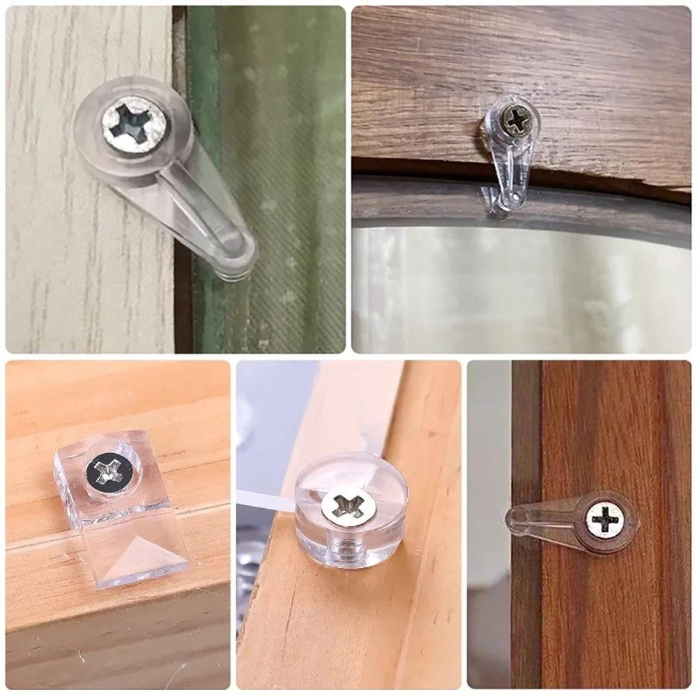 100Pcs with Screws Glass Fixing Clip Kit Plastic Mirror Holder Clip  Cabinet Doors Windows