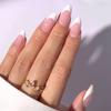 24 Pcs White French Tip Press On Nail Short Almond False Nail Elegant Acrylic Nail Elegant Full Cover Stick On Nail