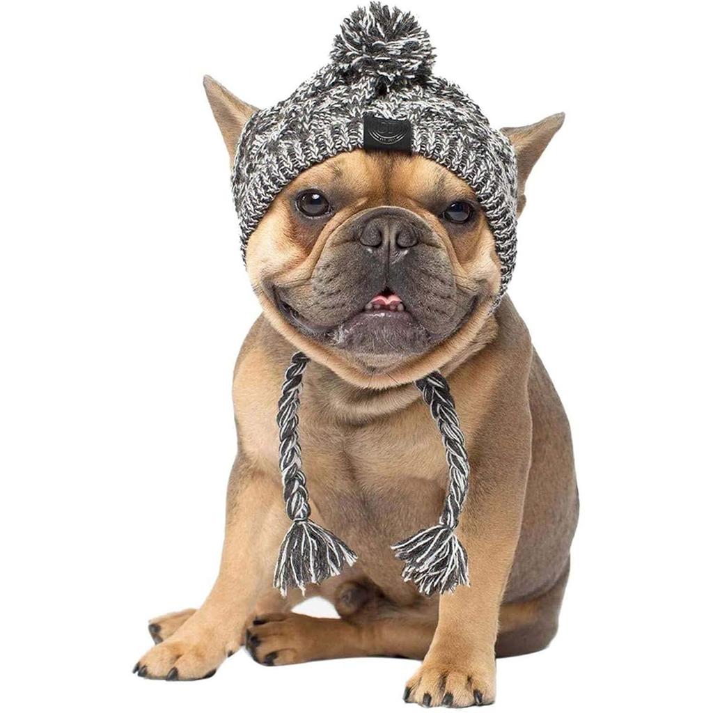 Зимние мягкие шапки для собак, теплая вязаная шапка для домашних собак, ветрозащитная вязаная французская шапка для маленьких и средних собак