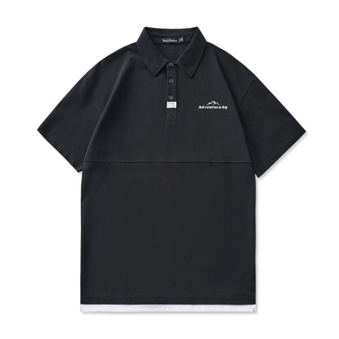 Мужская летняя новая свободная футболка-поло с коротким рукавом, мужская тонкая футболка с коротким рукавом и лацканом