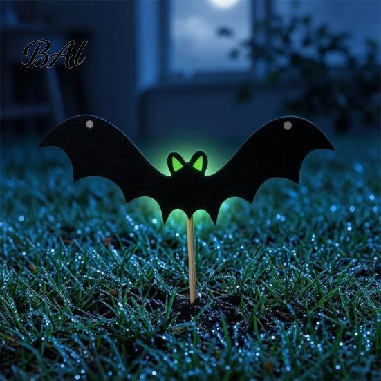 Luminous Bat Ground Stakes Halloween Garden Stake, Glowing Green Eye Outdoor Lawn Decor for Party, Waterproof Party Supplies Felt Flying Decorations
