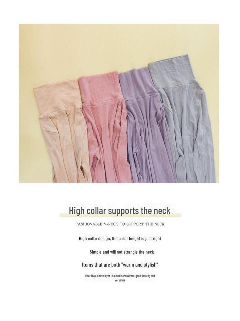 Женский термотоп из бамбукового волокна с высоким воротником и длинными рукавами