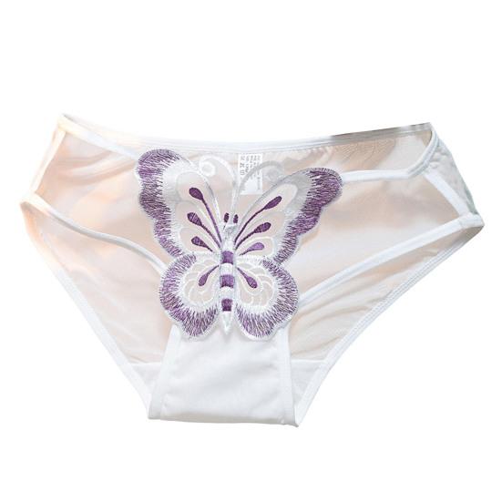 Женские трусы с вышивкой в виде бабочки, прозрачные сетчатые трусы со средней талией, эластичные, для первой брачной ночи, для спальни