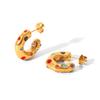 Unusual Shape 18K Gold Stainless Steel Studs with Zircon C-shaped Earrings for Women, High-end Titanium Steel Ear Jewelry