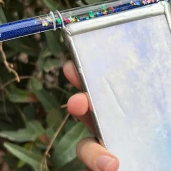 Витражный калейдоскоп ручной работы, трехсторонний цветной калейдоскоп ауры, с палочкой с блестками для рождественских, юбилейных, свадебных подарков