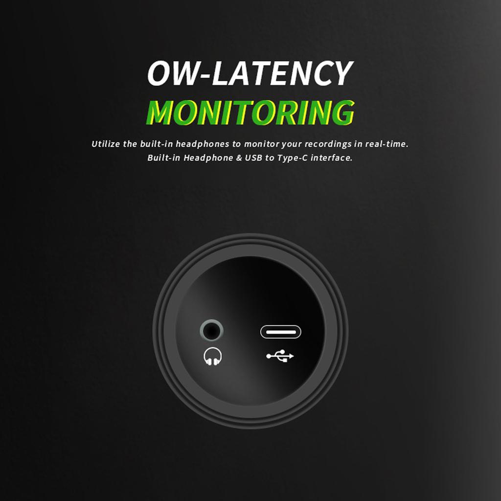 Crystal Clear Metal USB Microphone Professional USB Mic with Colorful RGB Lights for Recording and Streaming Mics