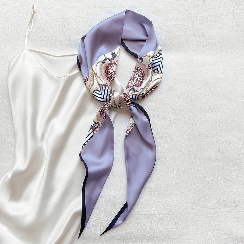 Korean Version of Versatile Early Autumn New Silk Scarf for Women Printed Clothing Decorative Scarf Headband Narrow Long Ties Bag Streamer