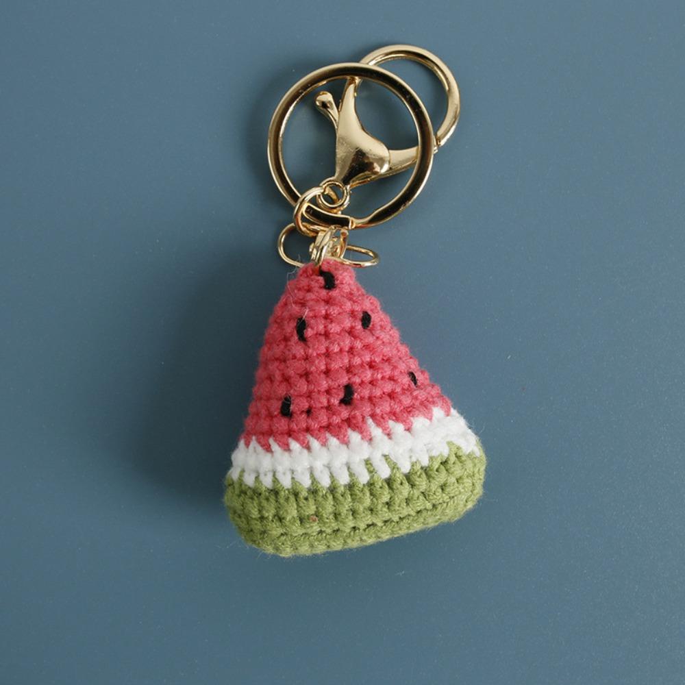 Knitted Weaving Keychain Fruit Series Wool Crochet Pendant Fashion Watermelon Pendant Bag Charm