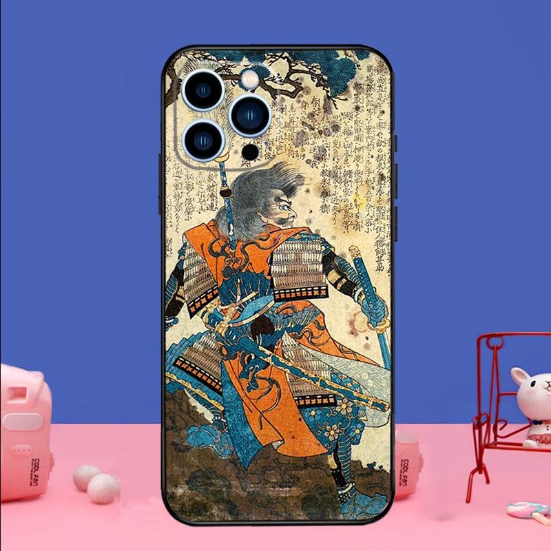 Japanese Samurai Art Phone Case For iPhone 17 16 14 13 12 11 15 Pro Max mini 15 16 Plus 16e 17 Air Bumper Cover
