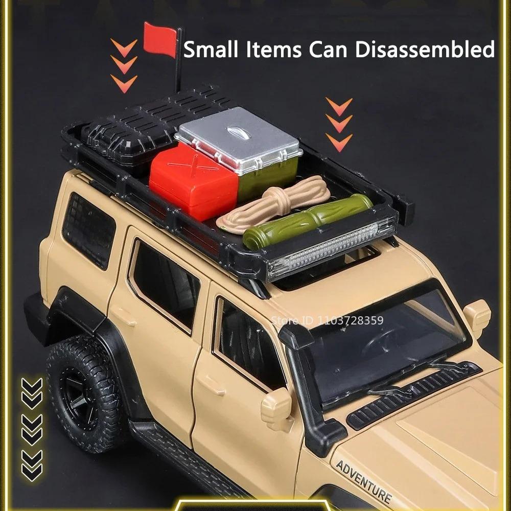 1:24 Tank 300 500HI4-T Car Toy Models Alloy Diecast Off-road Vehicles Sound Light Doors Opened Pull Back for Boys Birthday Gifts