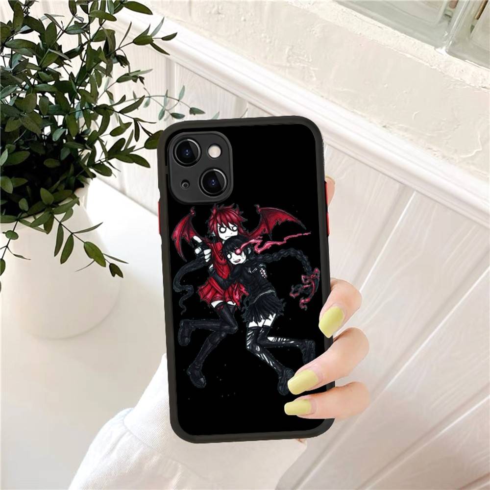 Love Black And Cute Emo Phone Case for iPhone 16 15 14 11 12 13 Pro Max X XS Translucent Matte Cover