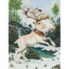 Полный круглый 5D DIY Алмазная вышивка Снежный лес Олень Алмазная картина Вышивка крестом Горный хрусталь