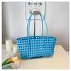 Stylish and Simple Handbag Summer New Woven Striped Hollow Bag Storage Basket Pastoral Vegetable Basket Shoulder Bag