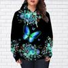 Womens Fashion Orange Beautiful Butterfly Print Loose Hoodie Tops Blouse Sweatshirt Casual Long Sleeve Pullover Tops