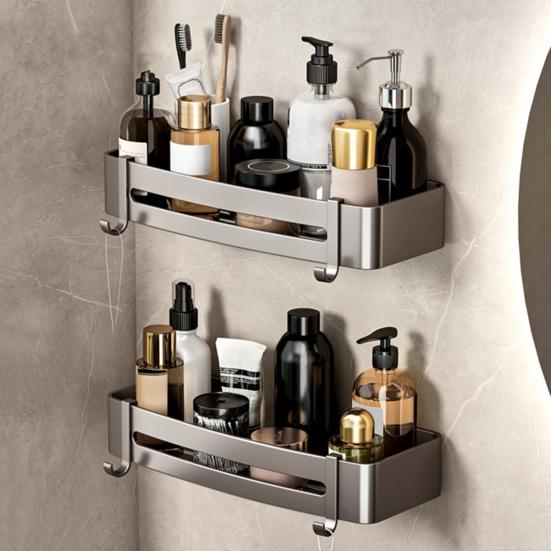 Настенная полка для хранения в ванной без сверления, отличная липкость, противоскользящая, большая грузоподъемность, нержавеющая, водонепроницаемая, с крючком, органайзер для душа ARI