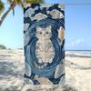 Fish Towel Textile Bathrobe Beach Pattern Quick-Drying Funny Cat Lightweight Portable Retro Camping Swim Pool Travel