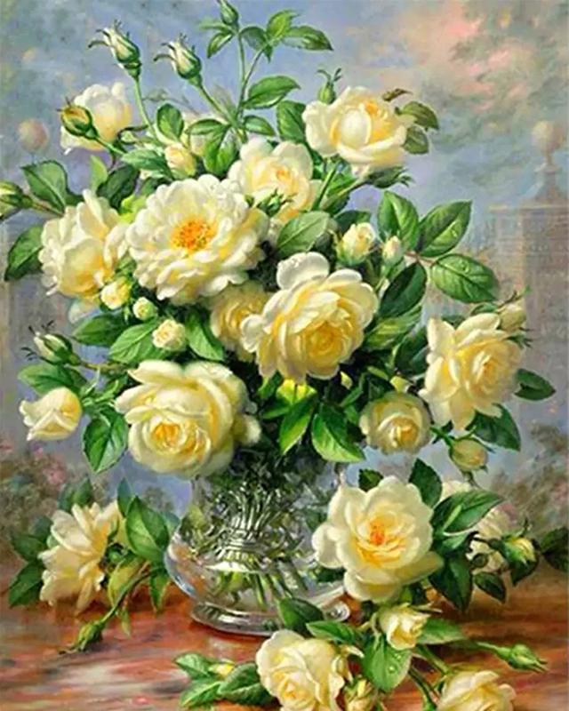 5D DIY Алмазная картина Полный дрель Круглый цветок Алмазная вышивка Полный набор Вышивка крестом Стразы Мозаика Домашний декор