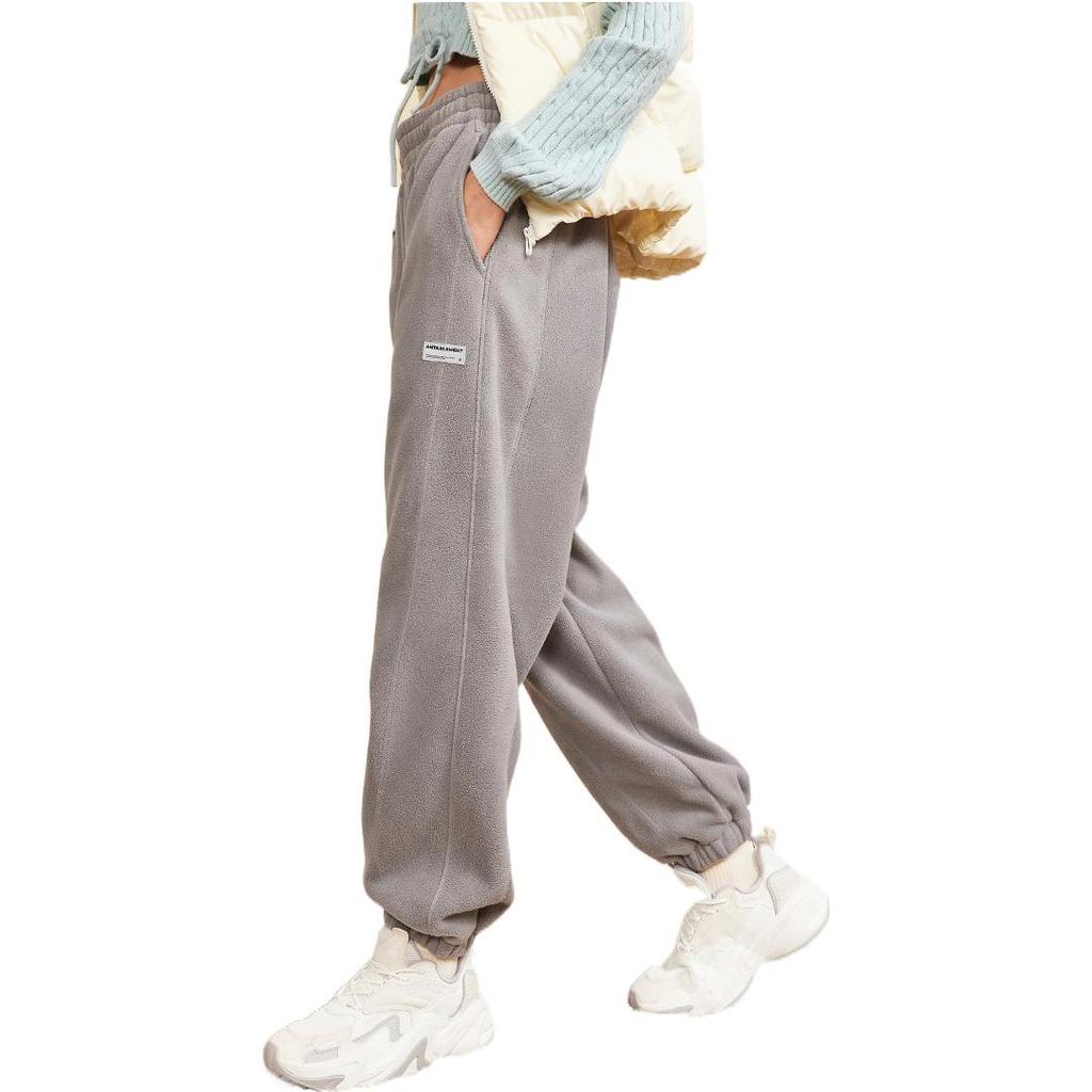 Anta Сплошные мужские брюки для бега на флисовой подкладке с буквенным принтом 952248729-2