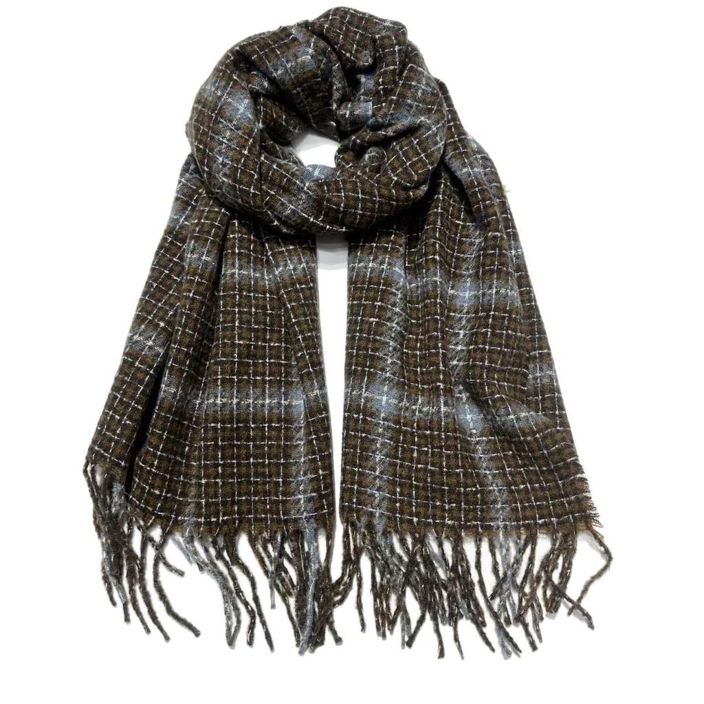 Women's Houndstooth Tassel Scarf - Autumn Winter Korean Style, Retro Warm Shawl