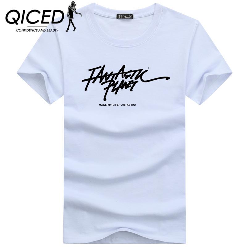 QICED Summer Short-sleeved T-shirt Men's O-neck Trend Bottom Shirt