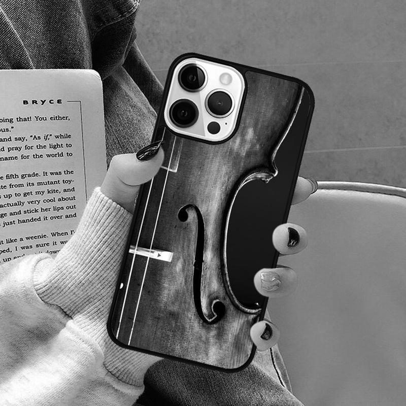 Черно-белый чехол для телефона со скрипкой и виолончелью для iPhone 17 Air 16 16e 15 Plus для Apple 13 11 12 14 Pro Max Cover coque