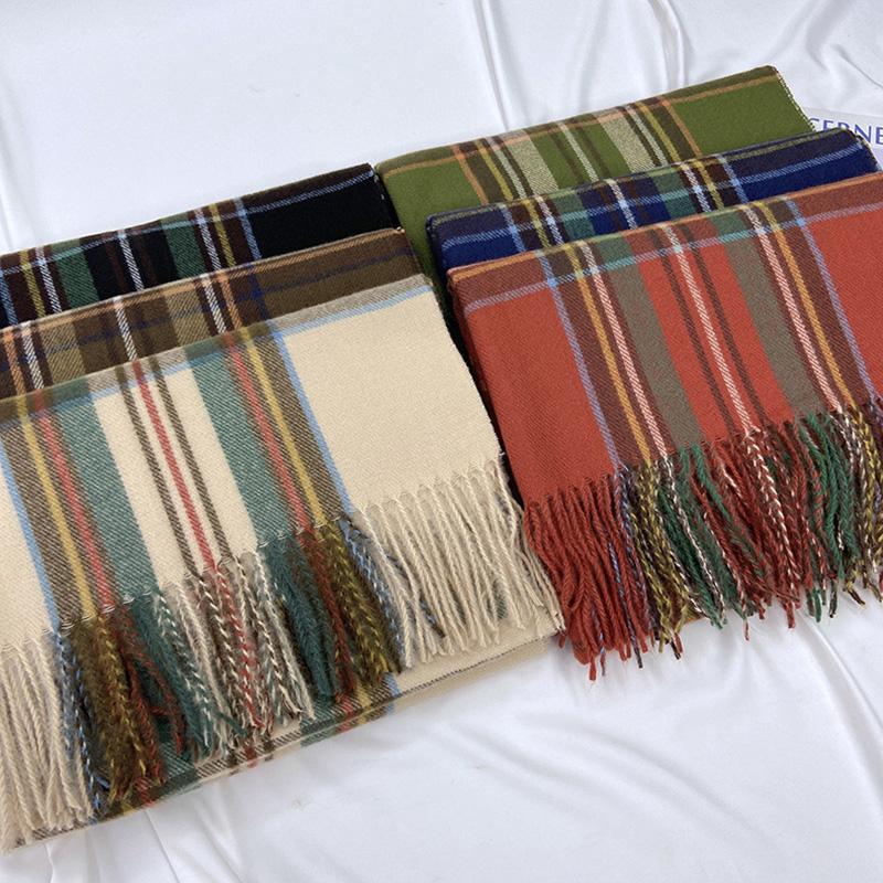 Клетчатый шарф женский зимний теплый платок из искусственного кашемира