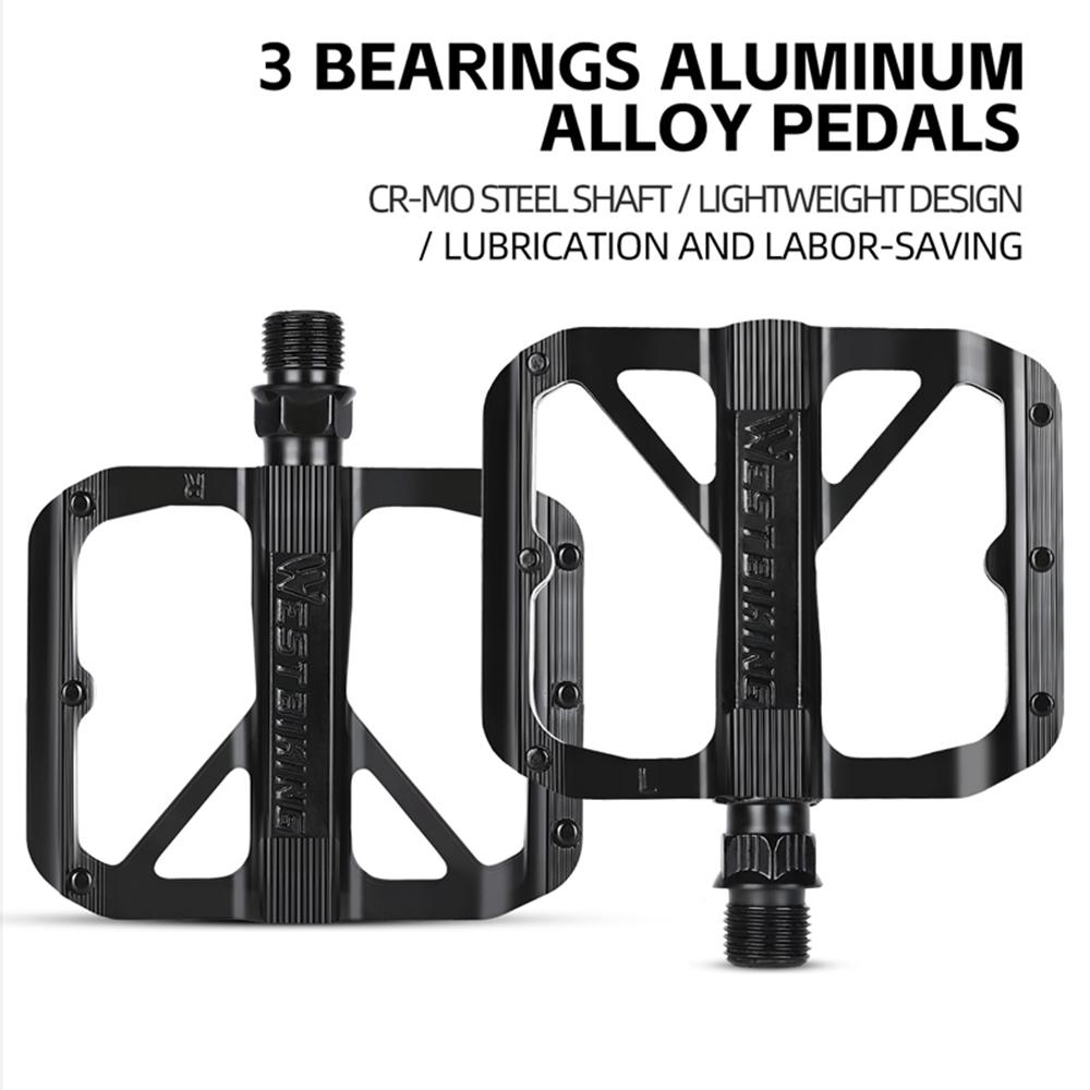 WEST BIKING YP0802126 1 Pair Bike Pedals Triple Bearing Aluminum Alloy MTB Bicycle Foot Pedals