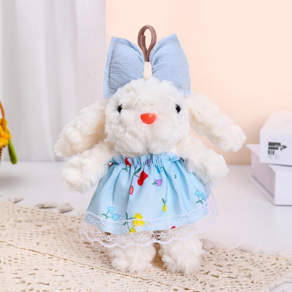 Rabbit Doll Drooping Ear Rabbit Pendant Bowknot Car Key Ring Plush Rabbit Keychain Small Gifts