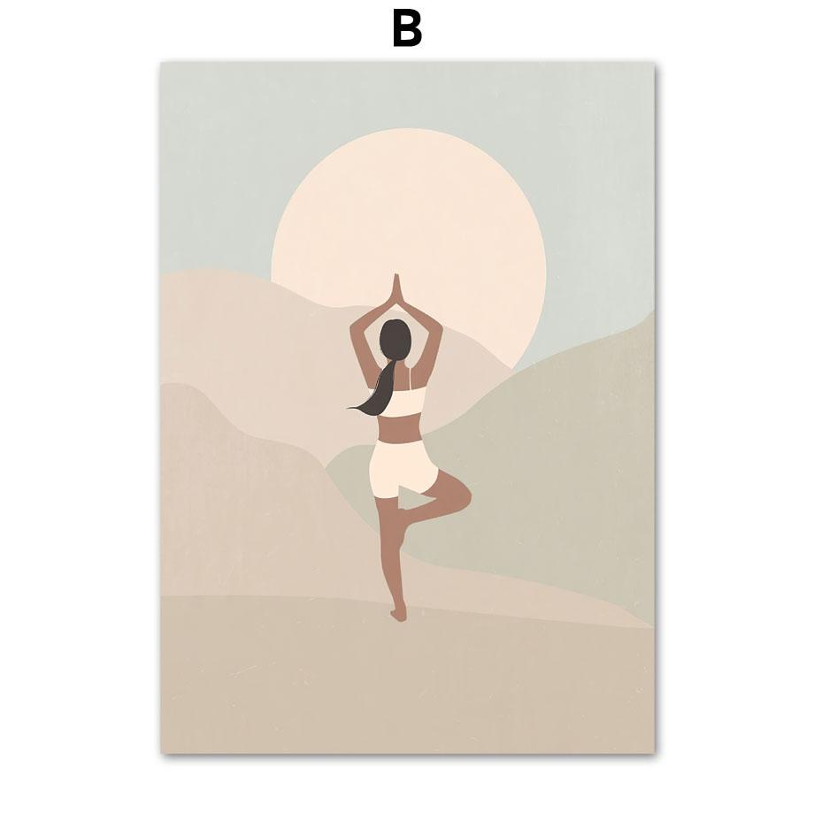 Boho Lotus Yoga Girl Медитация Успокаивающий Дзен Холст Картина Скандинавские Плакаты Печать Настенные Картины Для Гостиной Домашний Декор