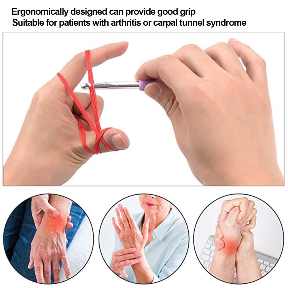 8Pcs Soft NonSlip Grip Crochet Hooks Set Plastic Crochet Hook Kit Knitting Needles Set Hair Styling