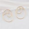 Геометрия Линия Абстрактное Искусство Круглые Неправильной Формы Золотистые Серьги-Пусеты для Женщин Полые Ювелирные Изделия Аксессуар