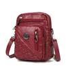 Small Square Bag Washed Leather Single-shoulder Crossbody Bag Middle-aged Woman's Bag Multi-layer Bag