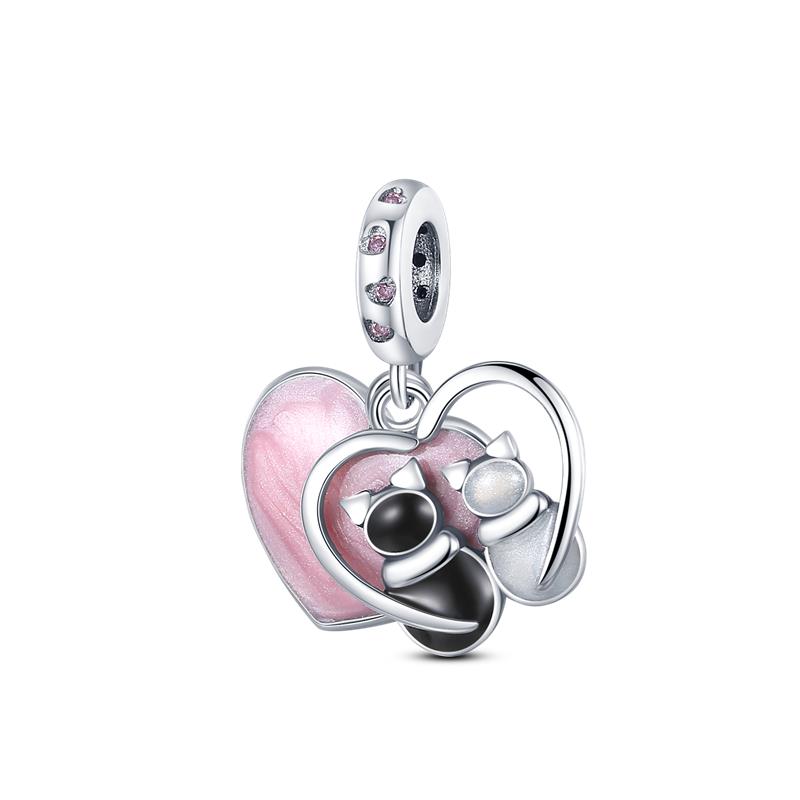 925 Silver Valentine's Day Love Pink Series Beads Suitable For Pan Bracelet Diy Anniversary Jewelry Gift