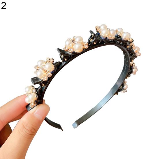 Chic Faux Pearl Fine Workmanship Durable Non-slip Small Clips Headband for School Headband