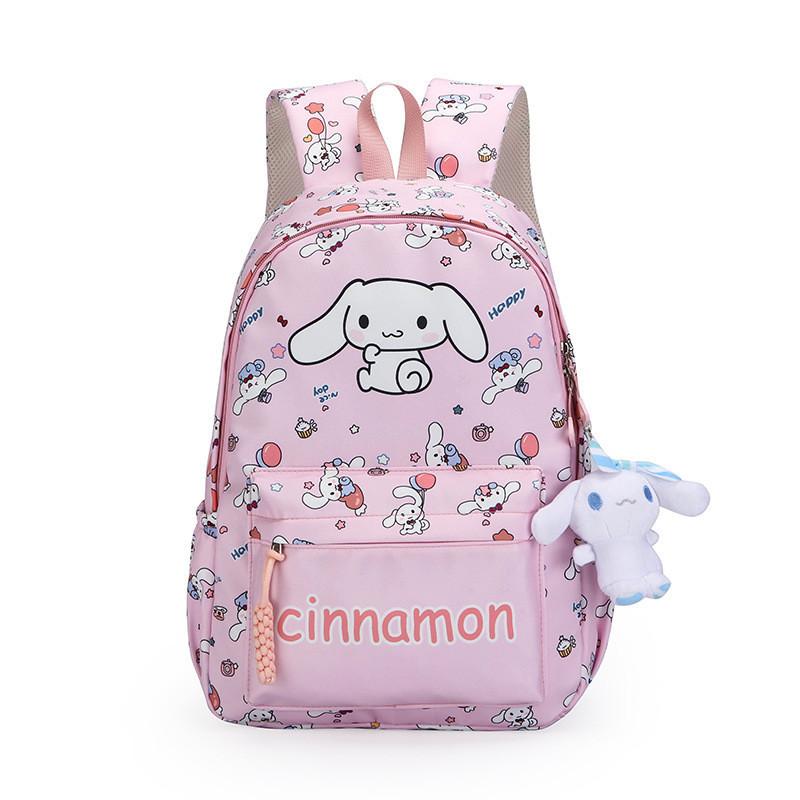 Cute Cartoon Style Casual Backpack For Students In Beige Pink Black And Blue Colors