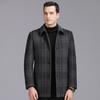 Autumn and Winter Woolen Coat Men's Cashmere Windbreaker Plaid Men's Mid-length Double-sided Woolen Woolen Coat