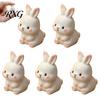 Whimsical Desk Accessories 5Pcs Cute White Rabbit Resin Mini Figurines, Kawaii Bunny Micro Gift for Lovers Landscape Ornaments, DIY Terrarium