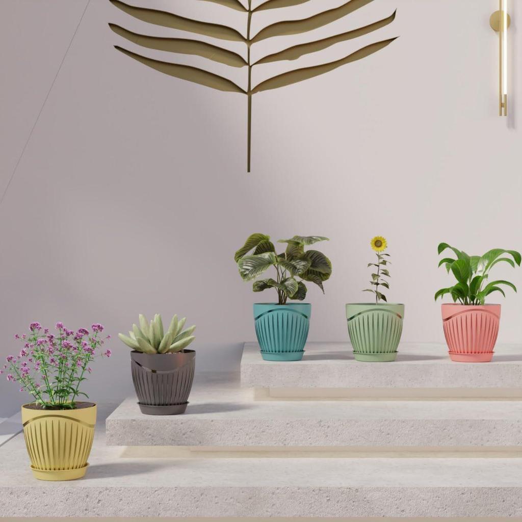 6.3 Inch Flower Pots for Home Decoration, Indoor Plant Pots, Gardening Pots for Plants, Plastic Flower Pots for Garden Plants (W&L)