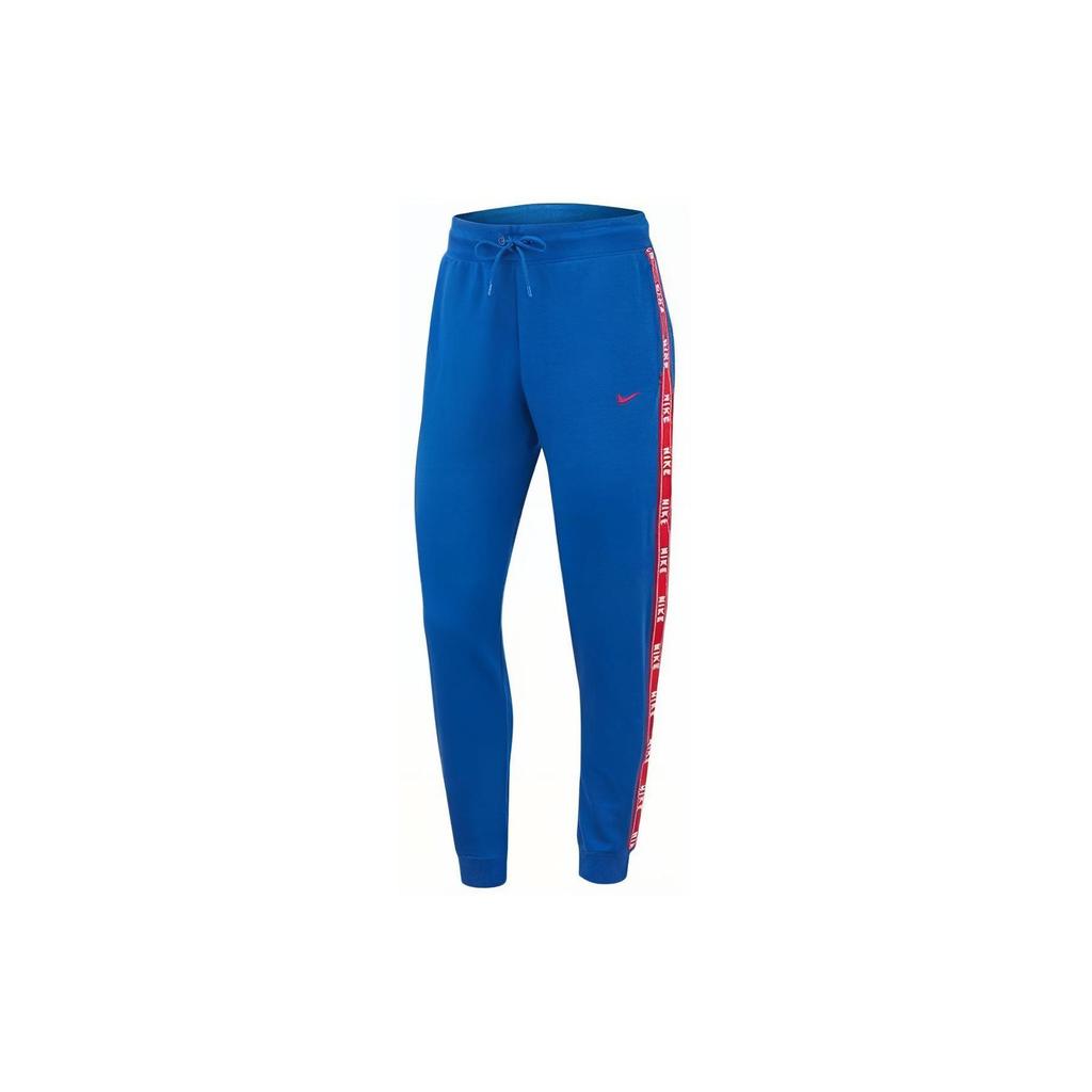 Nike As W Nsw Цветные блоки с принтом логотипа в стиле ретро, длинные спортивные брюки, повседневные, со средней талией, зауженные трикотажные брюки для бега, женские, синие AR3075-438