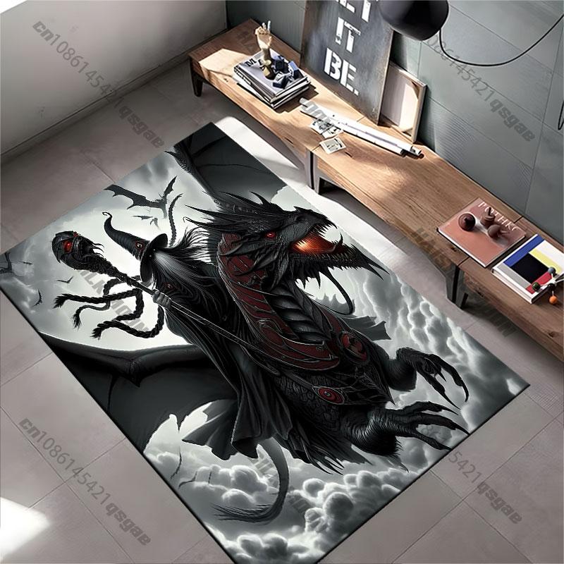 Wizard riding dark fiery dragon carpet Yoga living room room decor children's crawling mat doormat area rug games mat