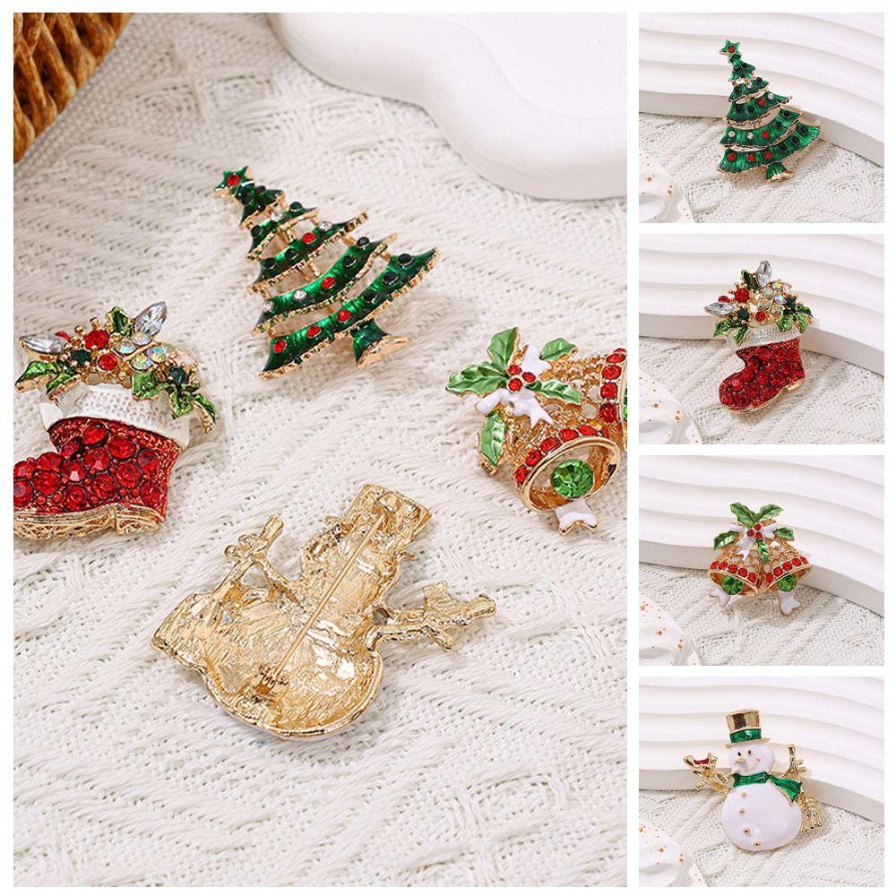 Clothes Accessories Enamel Rhinestone Brooches Korean Style Snowman Brooch Christmas Brooch Daily
