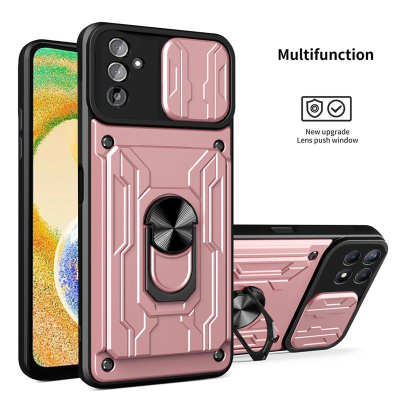 Слайд-объектив Защитный кошелек Держатель для карт памяти Чехол для телефона Samsung A04s A04 Броня Противоударный чехол