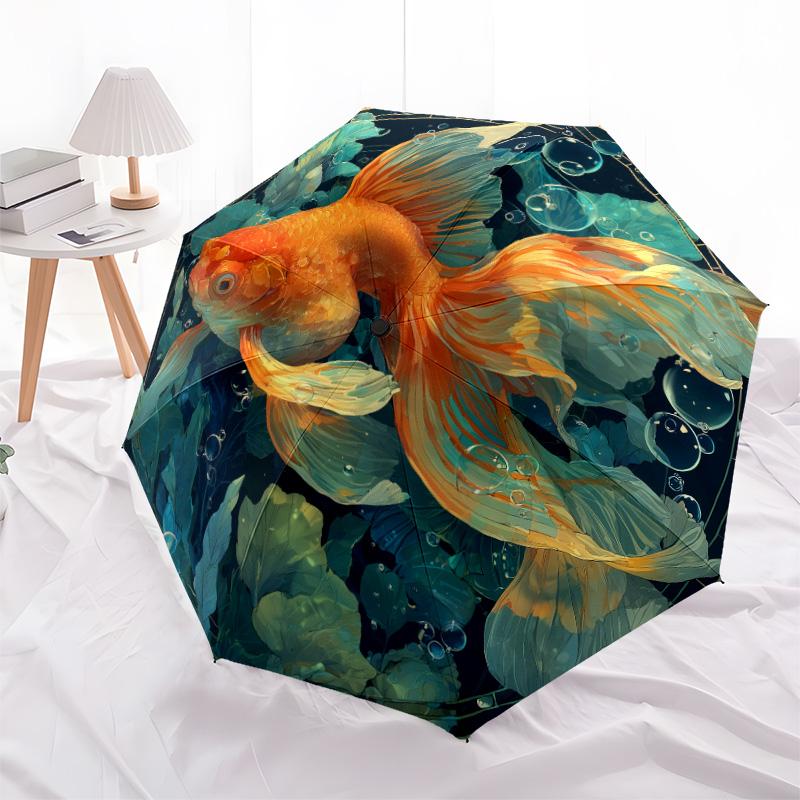 Рисунок "Морская рыба", автоматический складной зонт, портативная и складная конструкция, 8 спиц, рождественский или день рождения подарок.