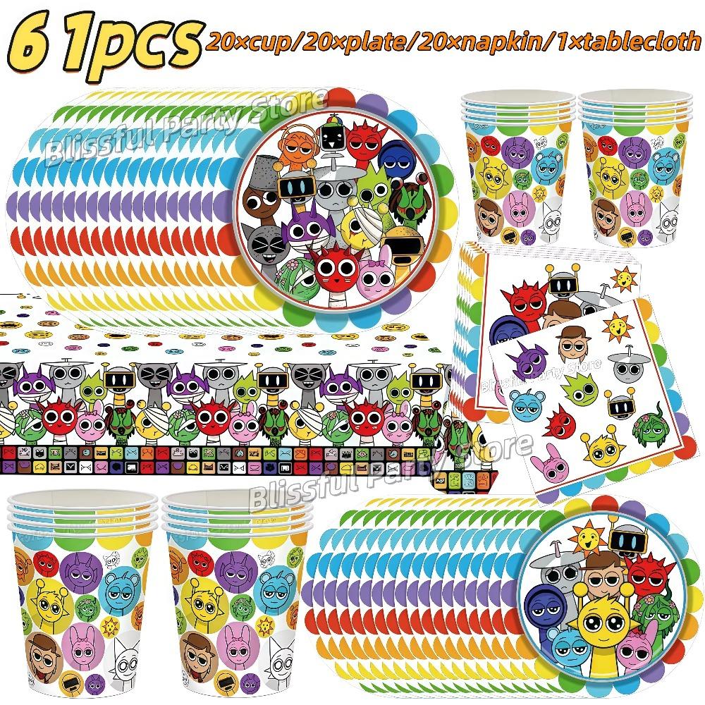 Sprunkis Birthday Party Decoration Tableware Cup Plate Napkin Balloon Banner Cake Decor for Baby Shower Kid Event Party Supplies