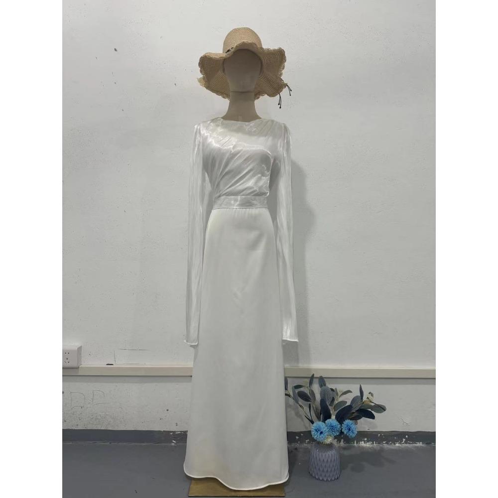 Модное атласное платье-халат, женское облегающее вечернее платье с круглым вырезом, элегантные рукава «летучая мышь», плиссировка на высокой талии, длинное платье