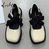 Туфли Мэри Джейн с квадратным каблуком и круглым носком, женские туфли с бабочкой, аксессуары в стиле ретро, милые туфли-лодочки на высоком каблуке, новинка 2024 года, весна