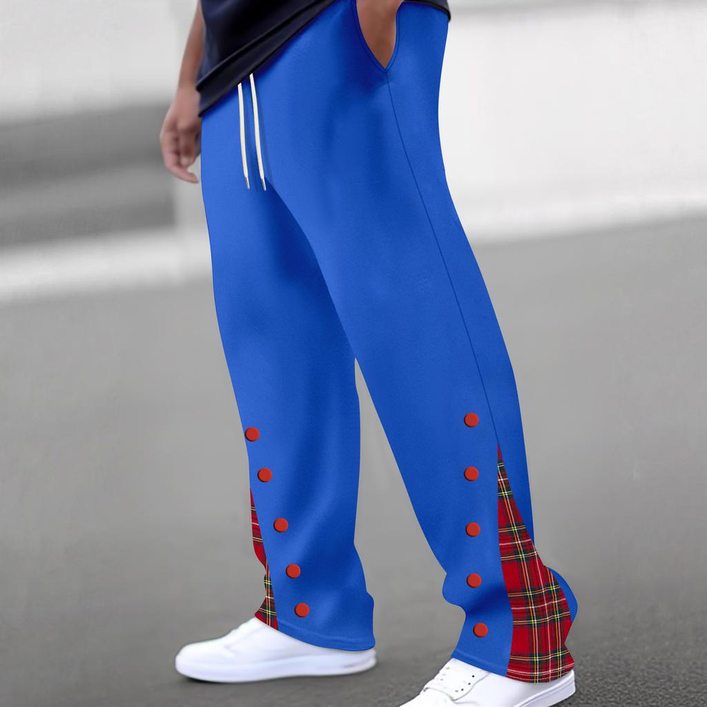 Men's SweatpantsNew Men's Buttoned Webbing Casual Pants Funky Straight Pants Outdoor Trousers